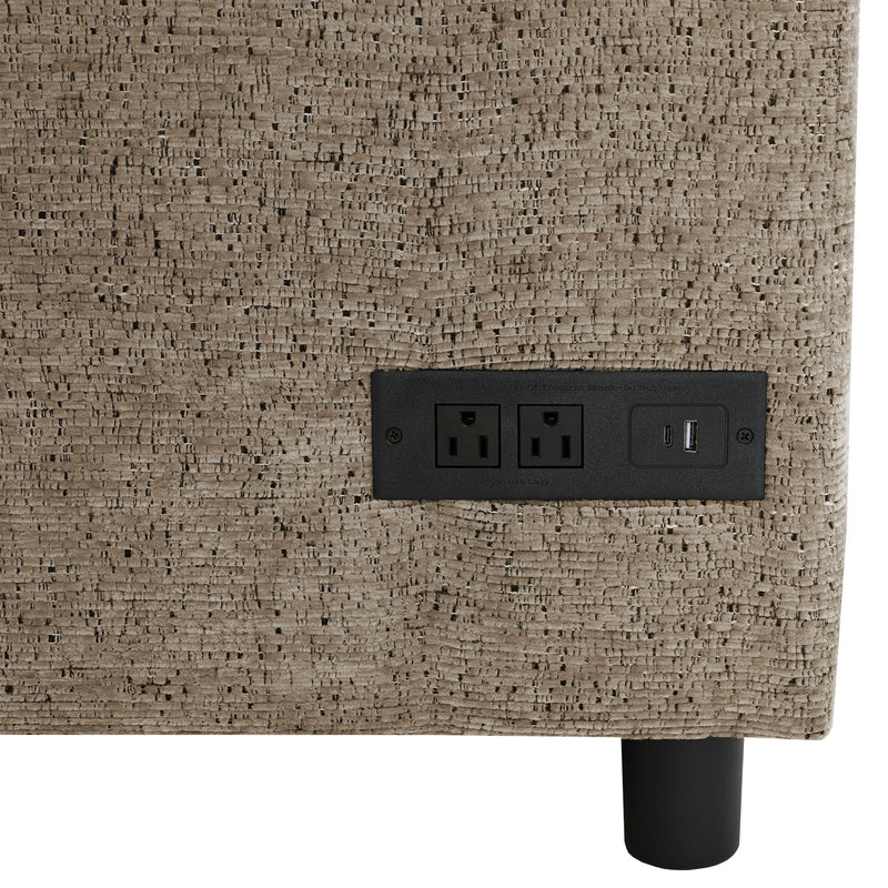U-Shaped Sectional Sofa Bed With Storage, Charging Ports, And Cup Holders - Brown