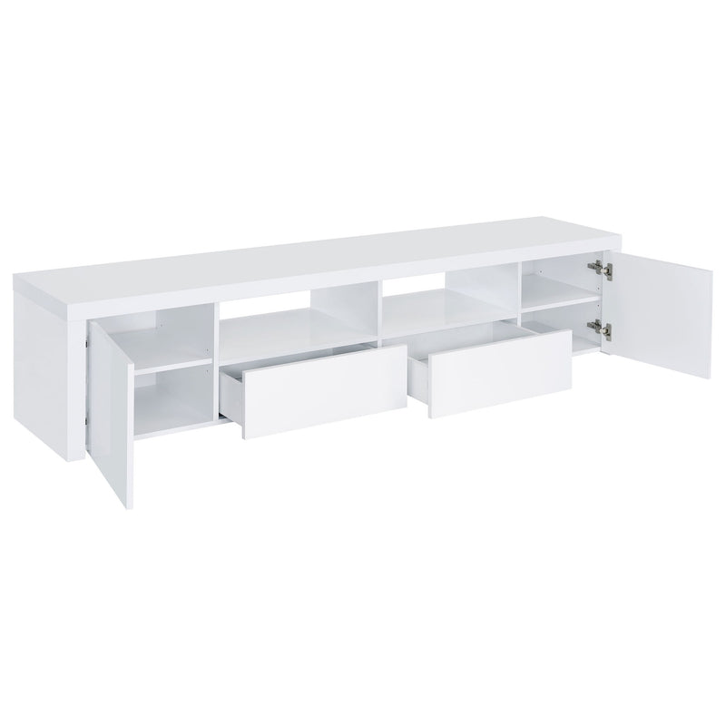 Garner - 2 Door Stand With Drawers Media Console - Gloss White