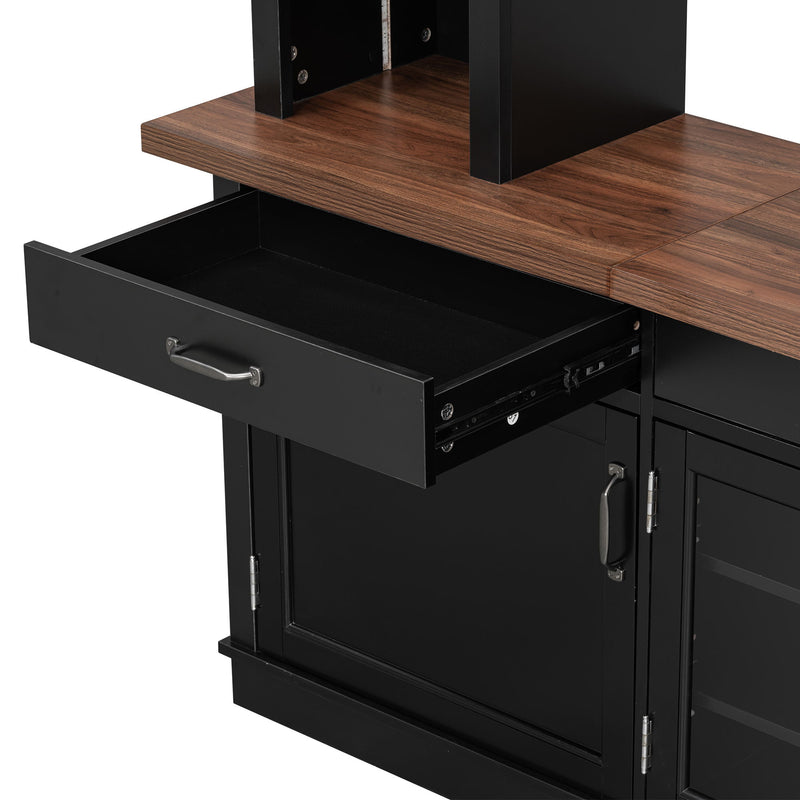 Extra Long TV Stand With 7 Color LED Lights, Adjustable Shelves & Storage Cabinets