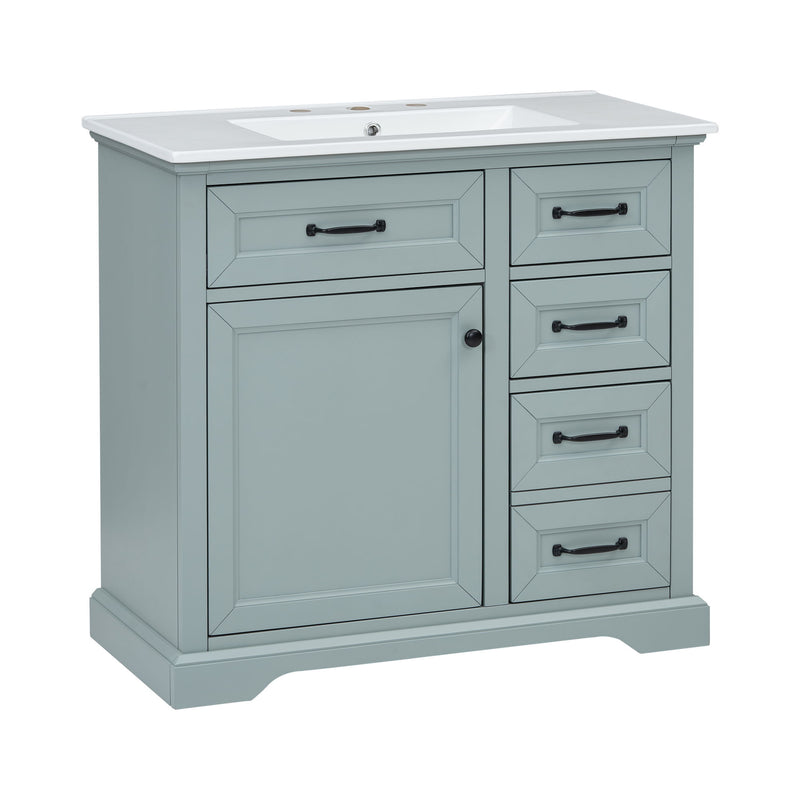 36" Bathroom Vanity With Sink, 2 Tip Out Drawers, Soft Close Hinges