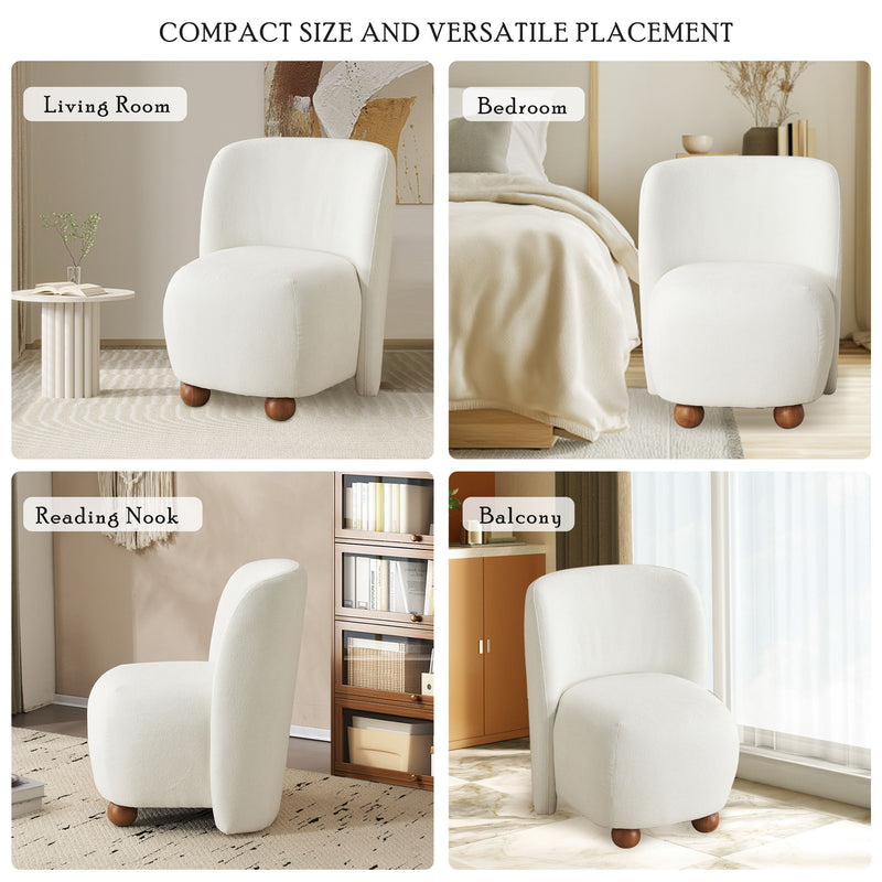 Modern Low Back Accent Upholstered Armless Living Room Chairs, Round Feet