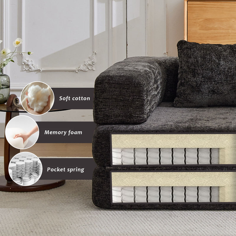 Convertible Floor Sofa Bed, Boneless Modular Sectional Sofa For Living Room