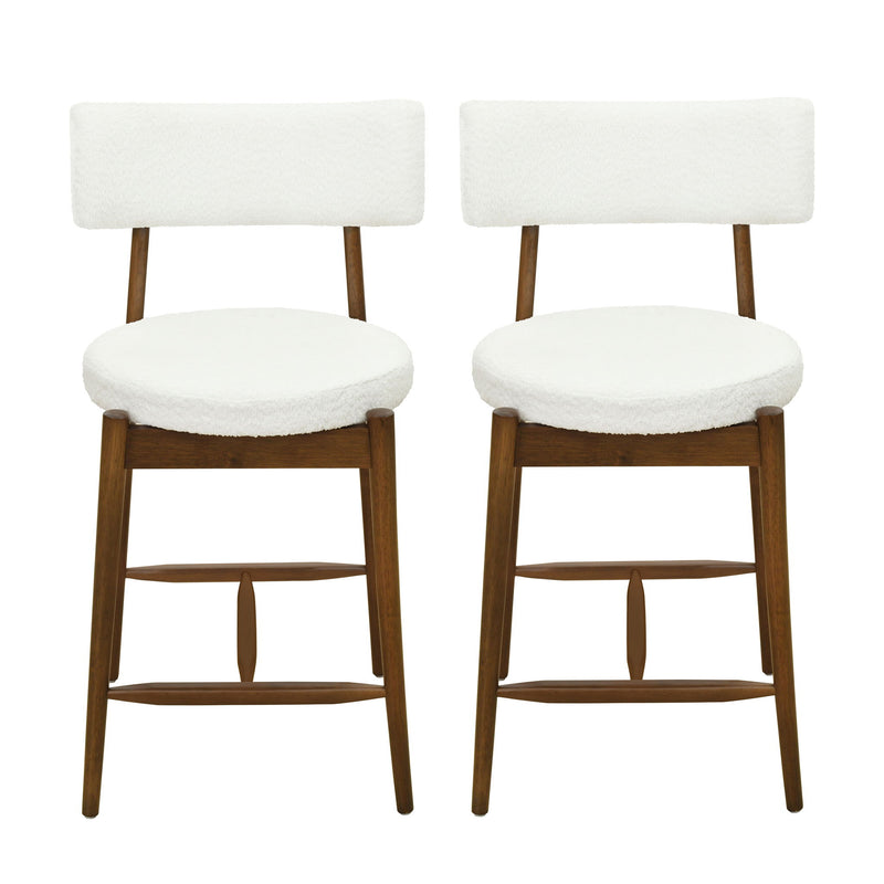 Mid Century Modern Counter Stools, Fabric Upholstered Chairs