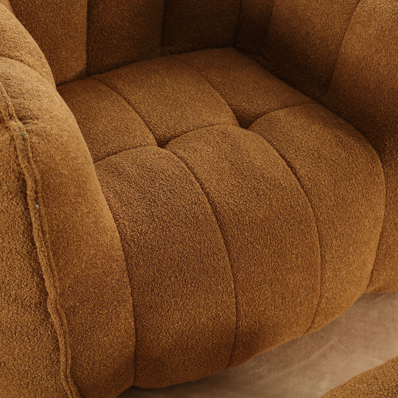 Soft Bean Bag Chair With High Resilient Foam (Chips) - Khaki / Yellow