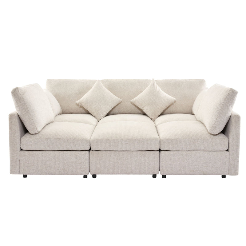 Sectional Sofa Modular U-Shaped With Ottoman & USB Ports