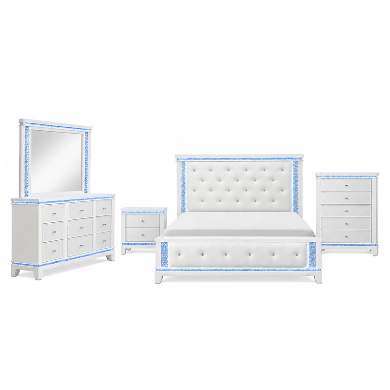 Adalid - 5 Pieces Bedroom Set With LED Lights And Glittered Detailing
