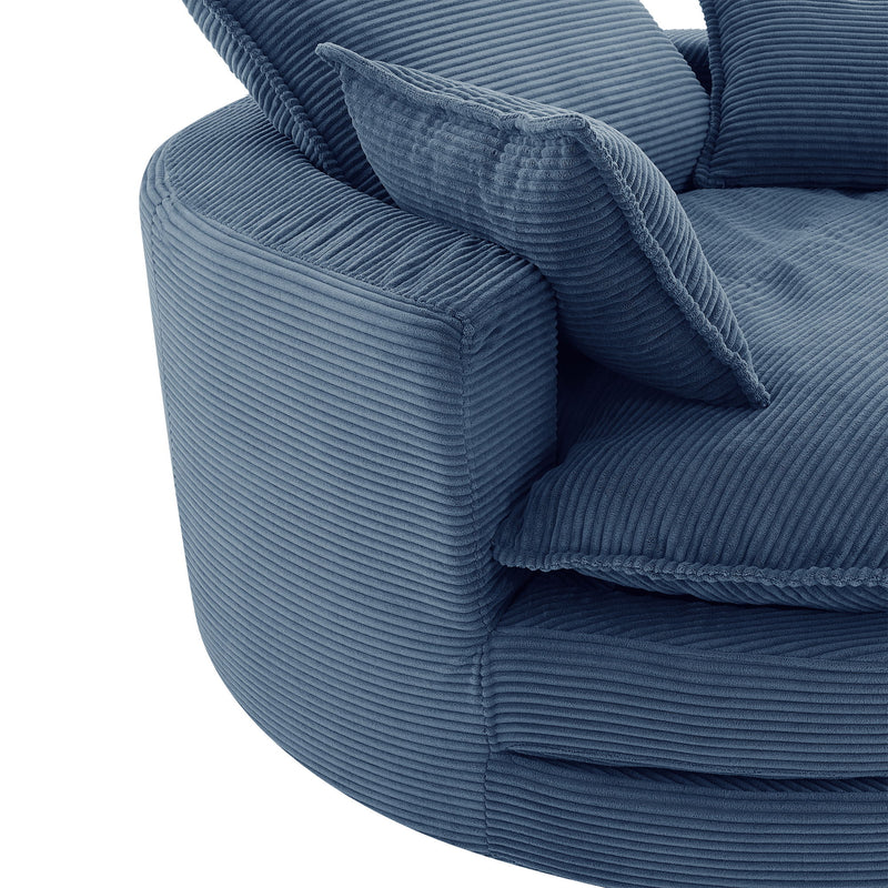 360° Swivel Accent Barrel Chair With Dual Layer Cushion And 3 Removable Pillows