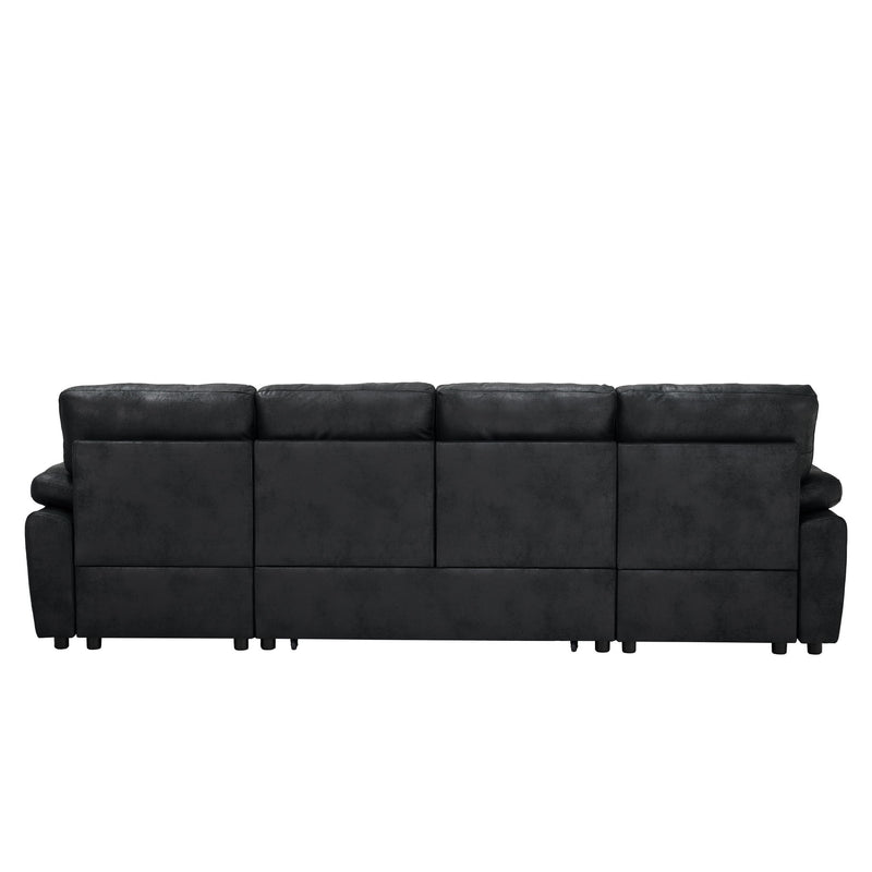 Convertible Sectional Sofa Bed With Pull Out Sleeper And Storage