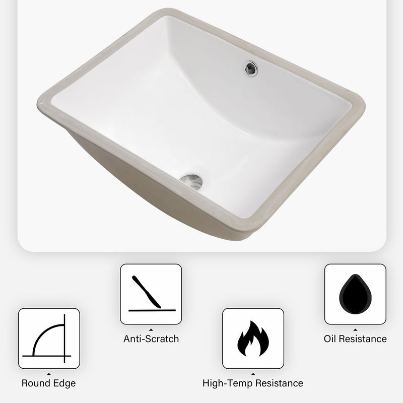 Modern Ceramic Undermount Bathroom Sink With Overflow, High Quality