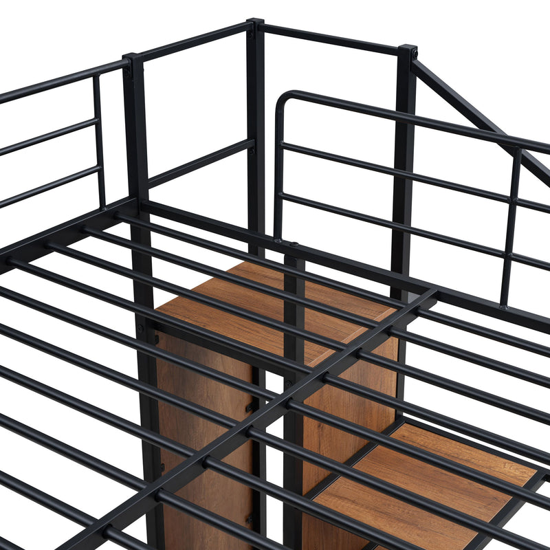 Bunk Bed With Lateral Storage Ladder And Wardrobe