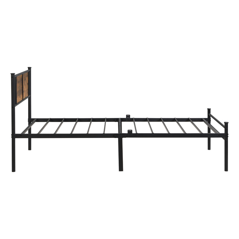 Modern Metal Bedframe With Headboard, Durable Steel Structure