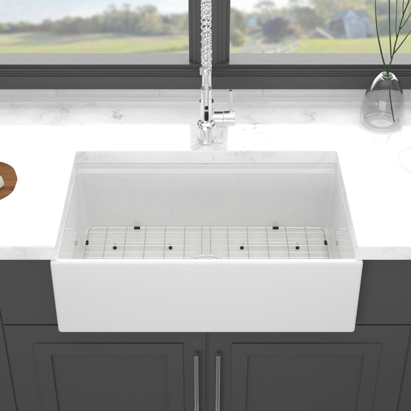 Farmhouse Sink Workstation, Ceramic Single Bowl With Accessories