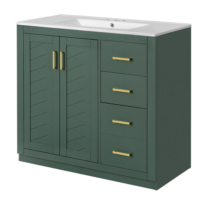 Bathroom Vanity With Sink Combo, Storage Cabinet, Freestanding Set With 3 Drawers & Soft Closing Doors
