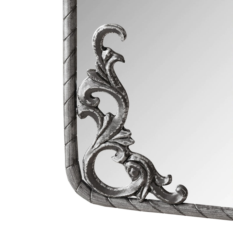 Full Body Arched Mirror With Vintage Carved Applique