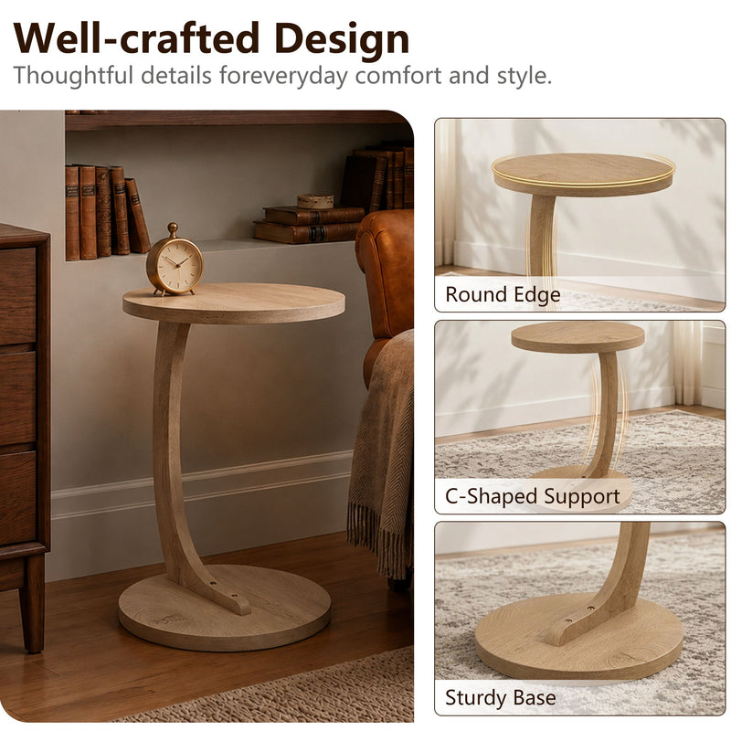C - Shaped End Table With Sturdy Base