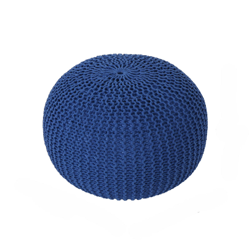 Bordeaux - Knitted Round Pouf, Versatile Ottoman And Floor Cushion