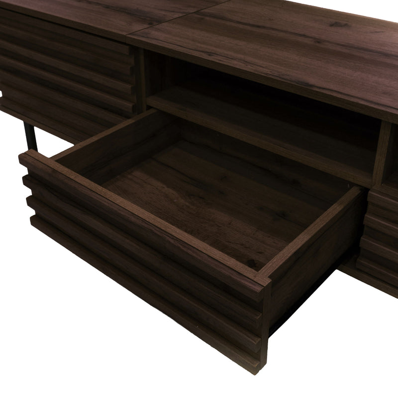 TV Stand For TVs Up To 85" With Closed Storage, Soft Closing Hinges - Walnut
