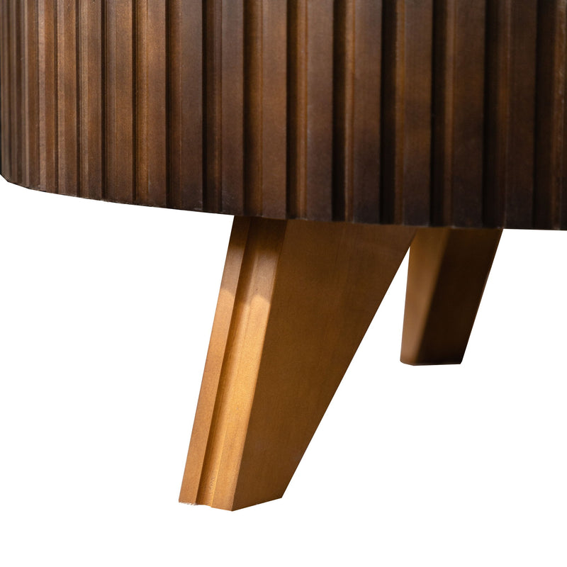 Round Retro Coffee With Solid Wood Legs