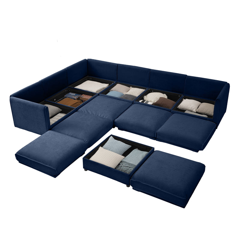 Contemporary Elegant Sofa With Storage And Ottoman