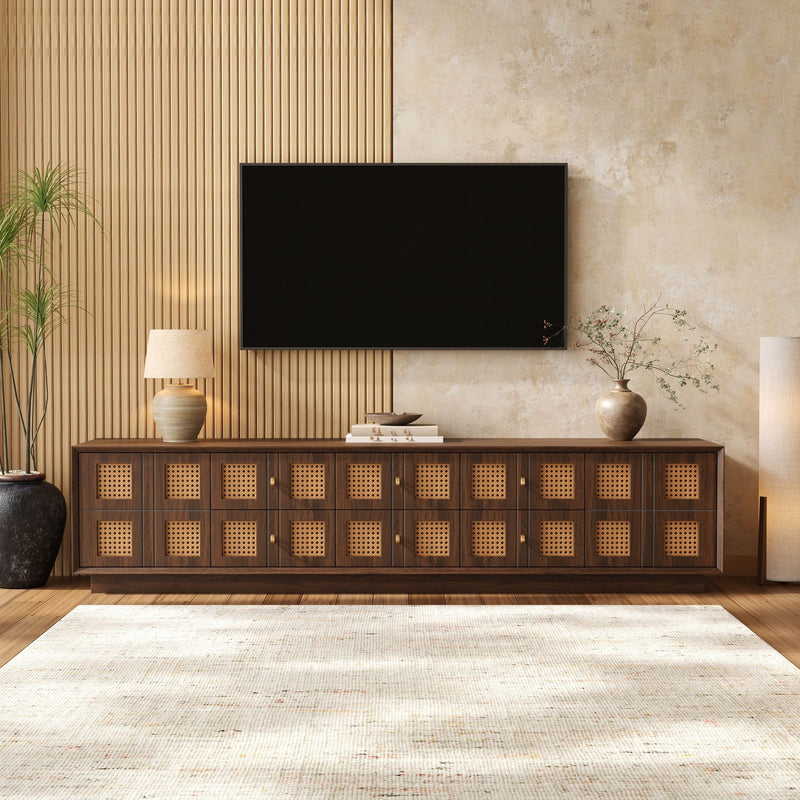 Media Console TV Stand With 6 Drawers & 2 Cabinets - Walnut