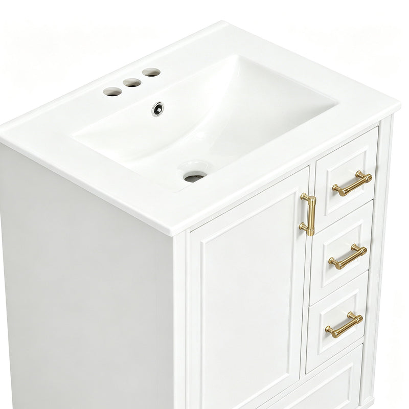 Modern Bathroom Vanity With Sink, Soft Close Doors, 3 Drawers