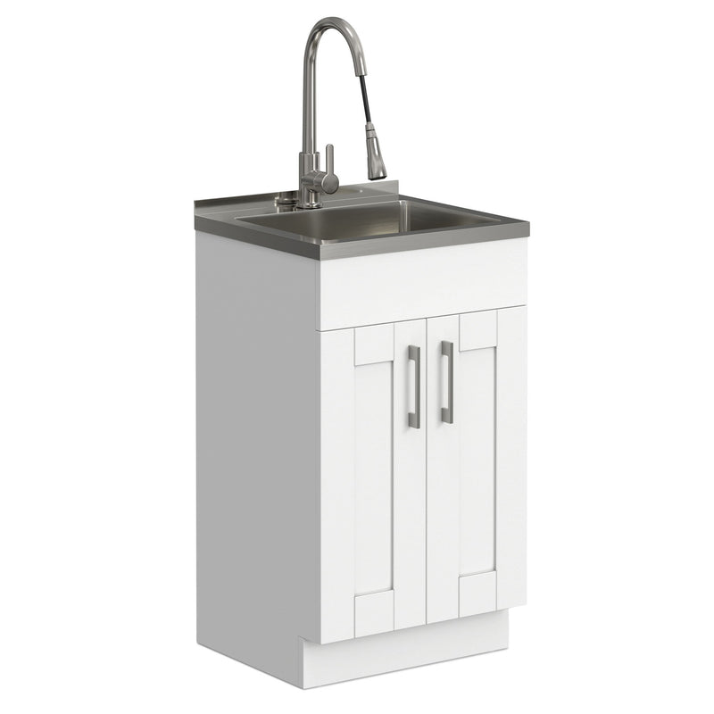 Modern Shaker All-In-One Laundry Utility Sink And Cabinet With Pull-Out Faucet