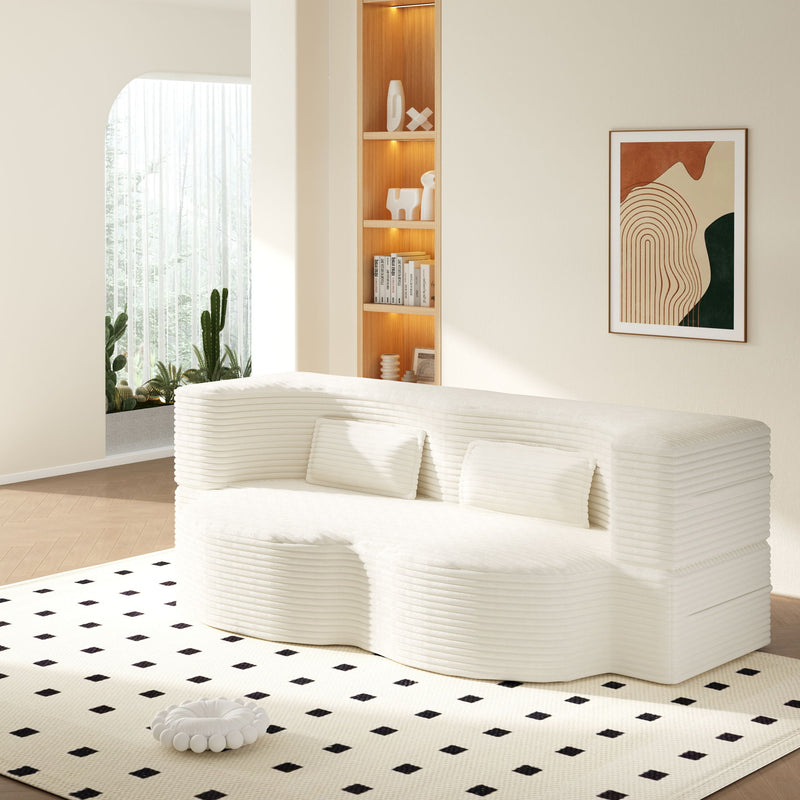 Floor Sofa With 2 Pillows, Convertible Twin Size Mattress For Living Room