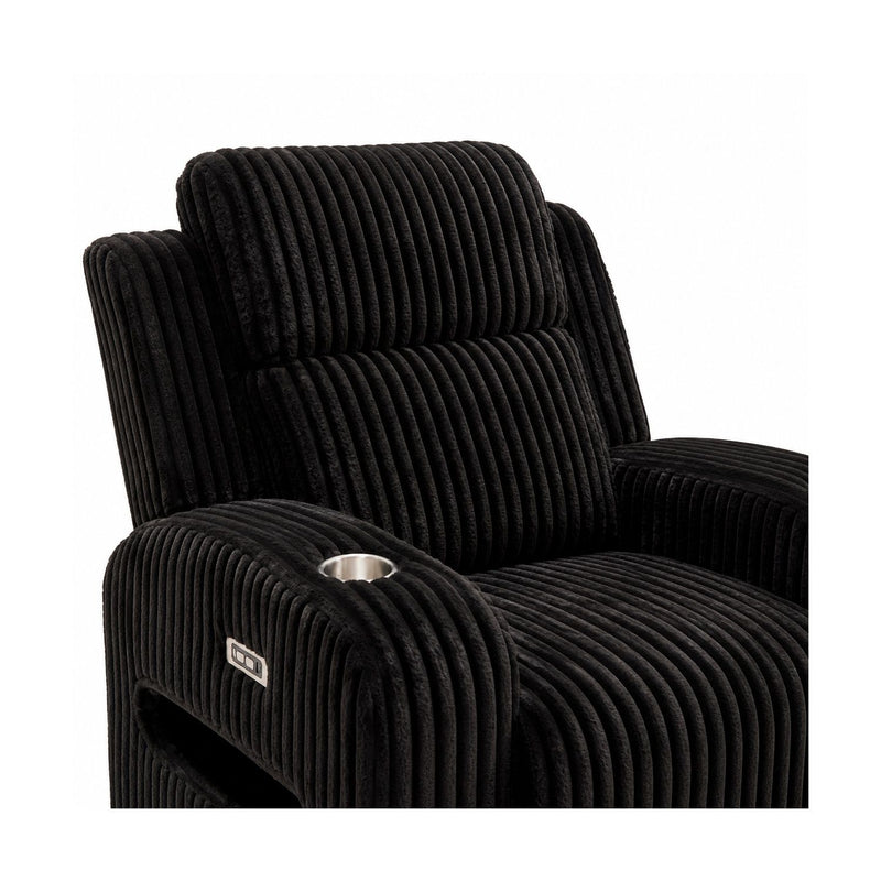 Power Recliner With Cup Holders And Ambient LED Lighting - Black