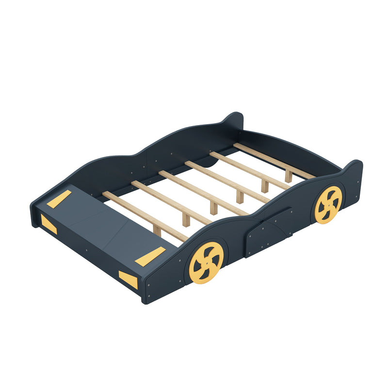 Race Car Shaped Platform Bed With Wheels And Storage