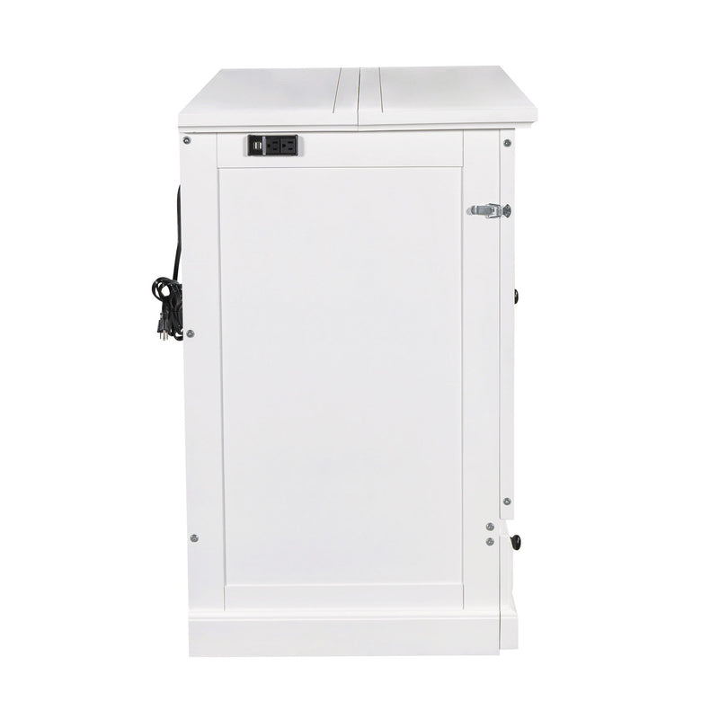 Full Solid Pine Murphy Bed Chest Cube Cabinet Bed With Charging Station And Large Storage Drawer For Home Office Or Small Room - White