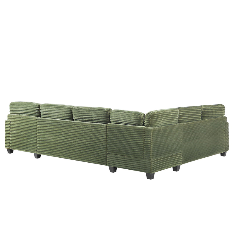 Upholstered U-Shaped Sectional Sofa With Movable Ottoman And Side Storage Pockets