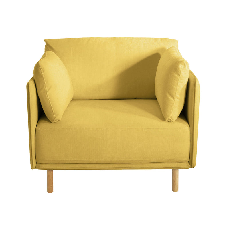 Modern Upholstered Accent Chair With Soft Cushions, Sleek Armrest Design