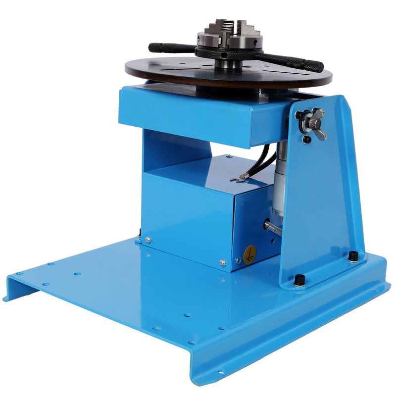 Portable Rotary Welding Positioner With 3 Jaw Lathe Chuck, 0 - 90° Turntable - Blue