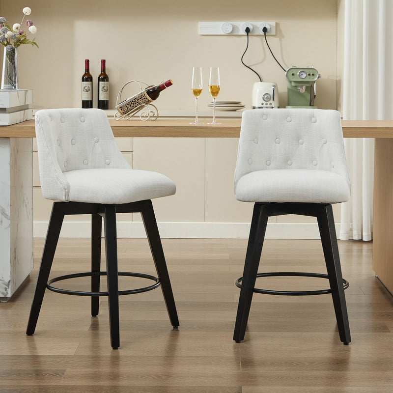 Swivel Bar Stools & Button Tufted Back (Set of 2)