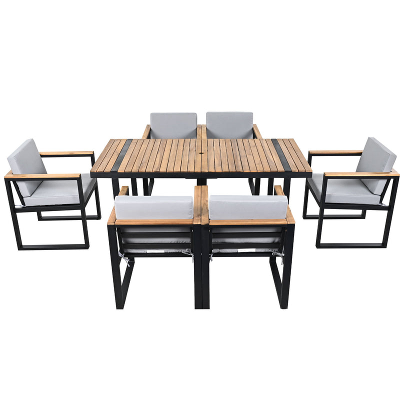 7 Pieces Outdoor Dining Set Patio Dining Table And Chair Set With And Removable Cushions For Patio