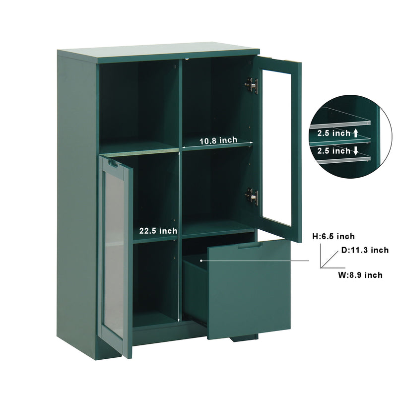 Modern Cabinet With Glass Doors And Drawer