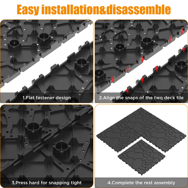 Stone Texture Patio Deck Tiles, Diy Module Interlocking Decking Floor Tiles