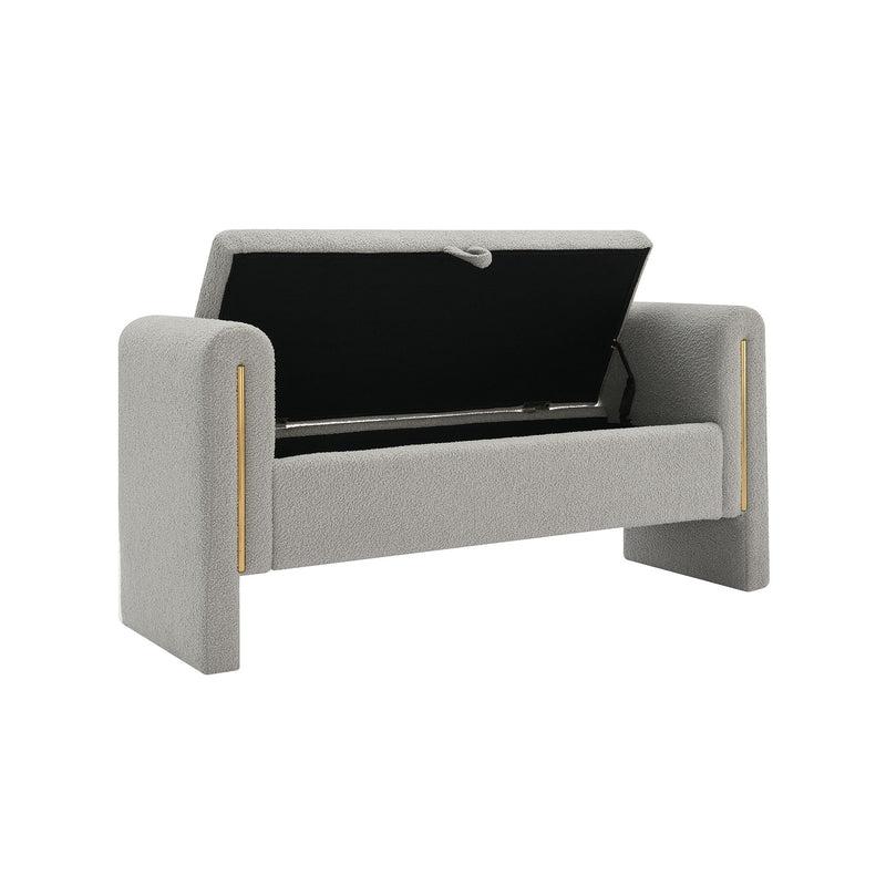 Modern Teddy Upholstered Large Bed End Bench With Arms And Storage