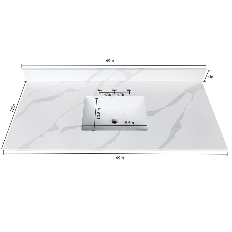 Bathroom Vanity Top With Undermount Sink, 3 Pre Drilled Holes