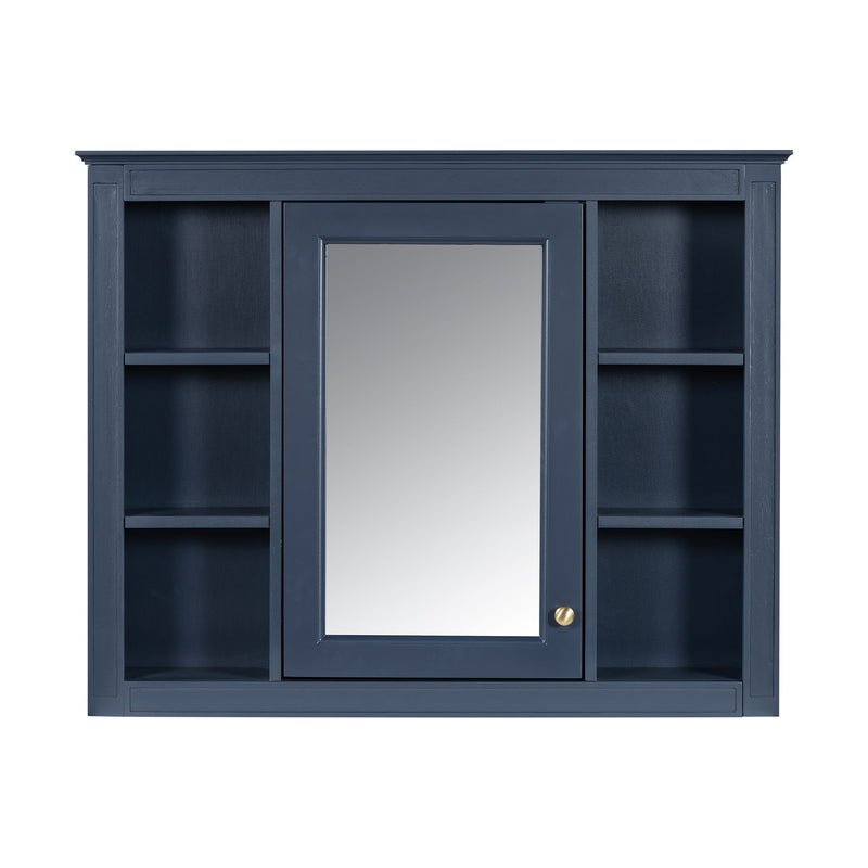 Wall Mounted Medicine Cabinet With Mirror, Storage Cabinet Featuring 6 Open Shelves And Adjustable Interior
