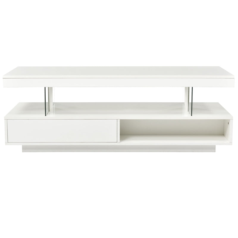 LED Coffee Table With 2 Drawers And Display Shelves