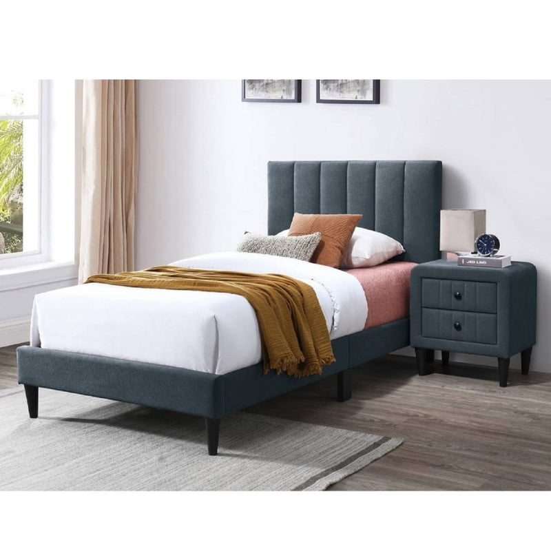 Bed With Channel Tufted Adjustable Headboard