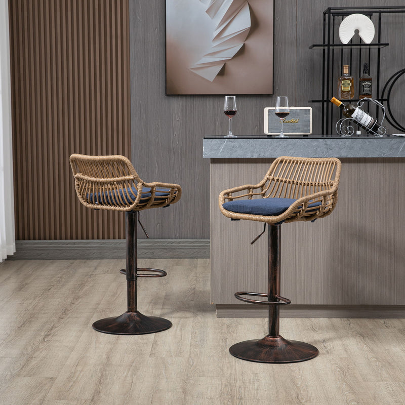 Modern Swivel Bar Stools Adjustable Counter Chairs With Footrest (Set of 2)