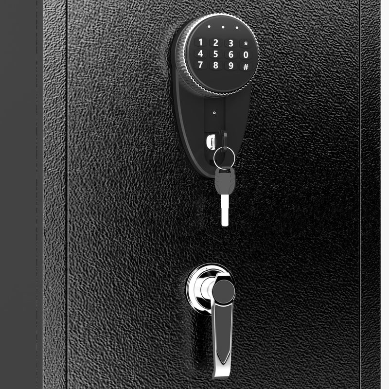 Rifle Safe, Biometric & Keypad Lock, Adjustable Gun Racks With Built In Alarm System