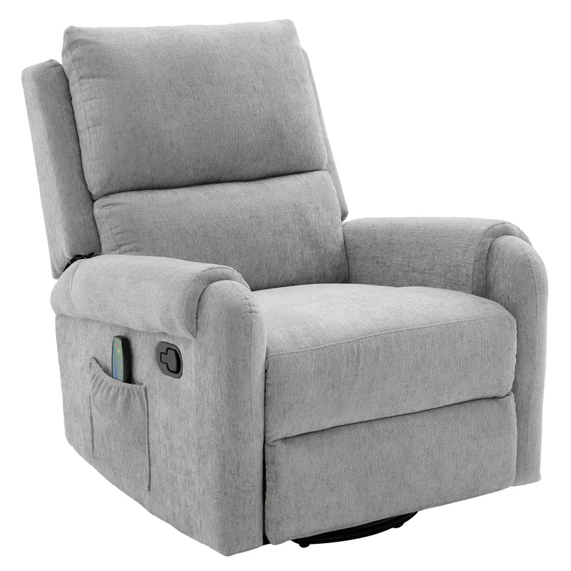 Manual Recliner Massage Chair With Swivel Rocker, 8 Massage Modes, Side Storage Pocket