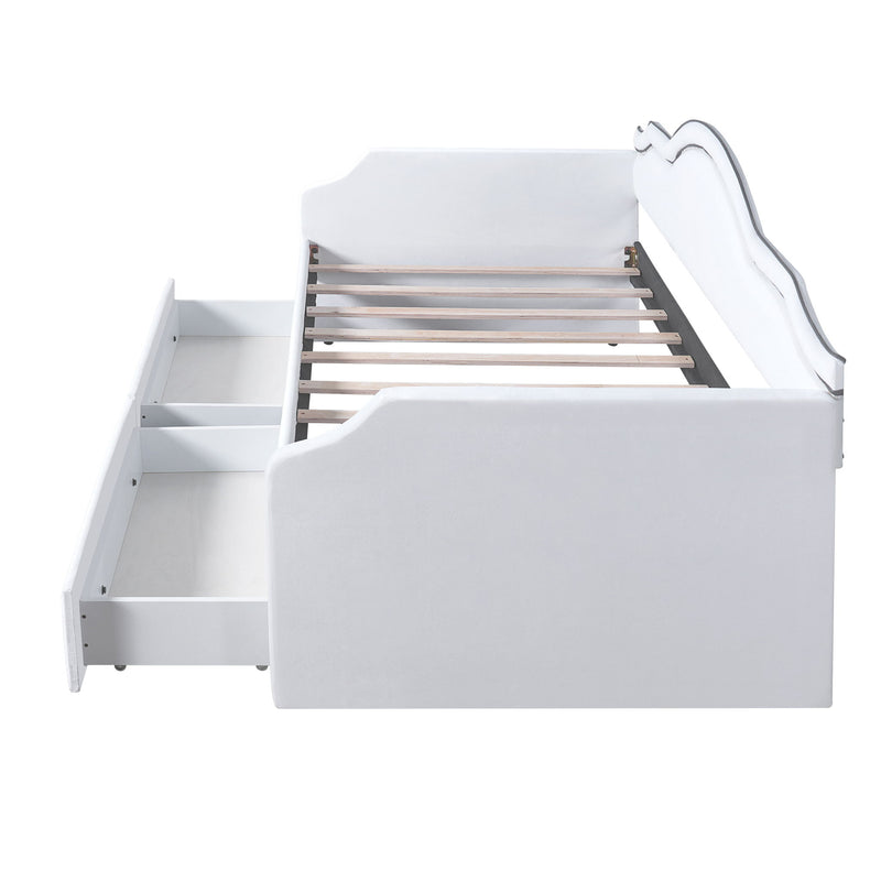 Upholstered Daybed With LED Lights And 2 Drawersme