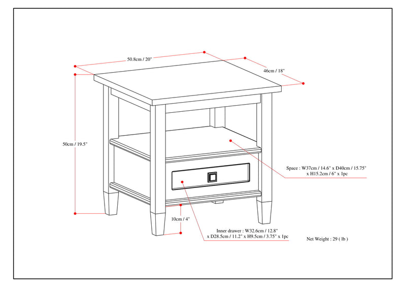 Warm Shaker - End Table - Light Brown