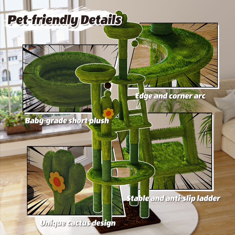 Cactus Cat Tree With Transparent Capsule