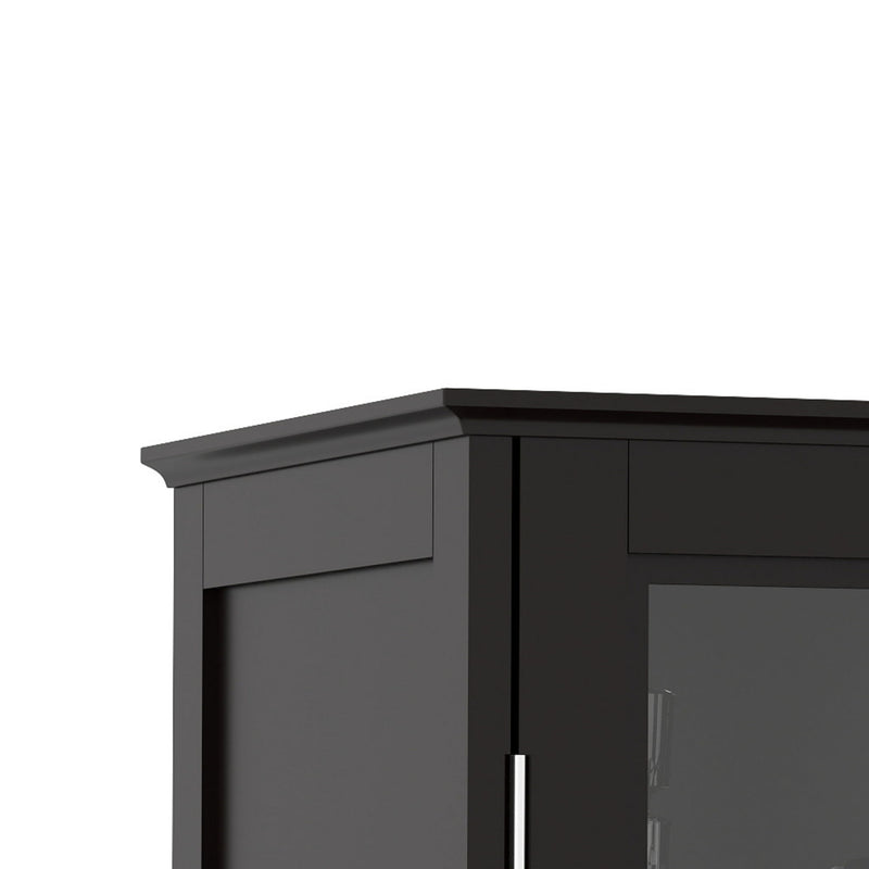 Minimalist Buffet Cabinet With Double Glass Doors And Drawer
