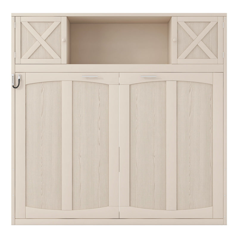 Rustic Casual Murphy Bed With Storage Cabinets